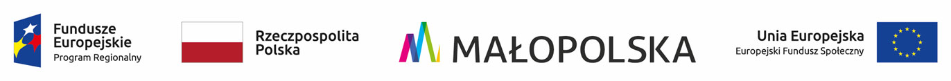 loga FE, flaga polska logo małopolska i flaga UE